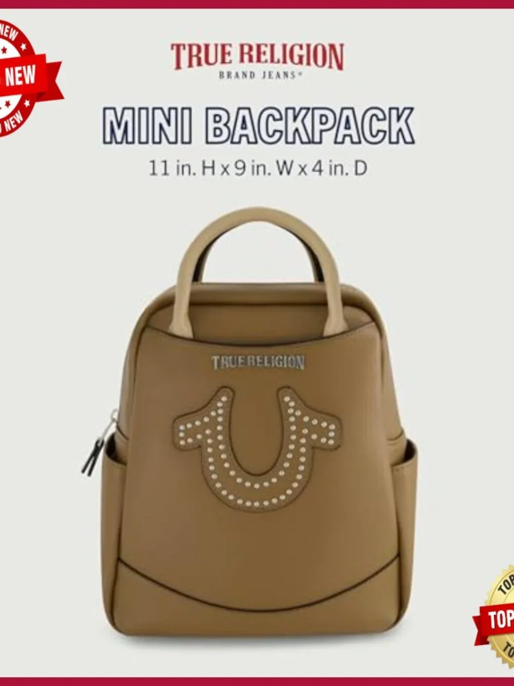 Mini Backpack Studded Horseshoe Logo Small Travel Bag Purse Adjustable Straps